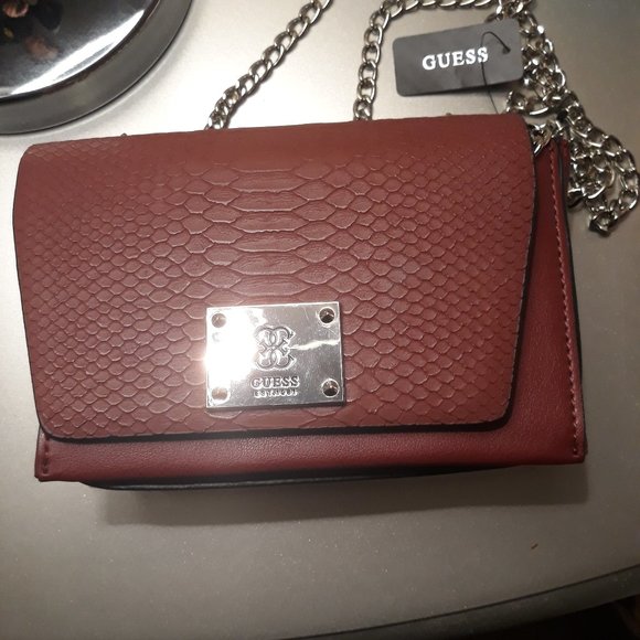 Guess Handbags - GUESS: ANGELA MINI PURSE, Burgandy, NWT